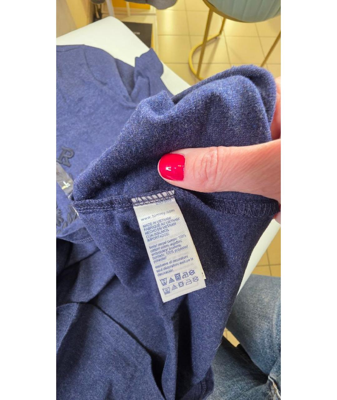 TOMMY HILFIGER Темно-синяя хлопковая футболка, фото 6
