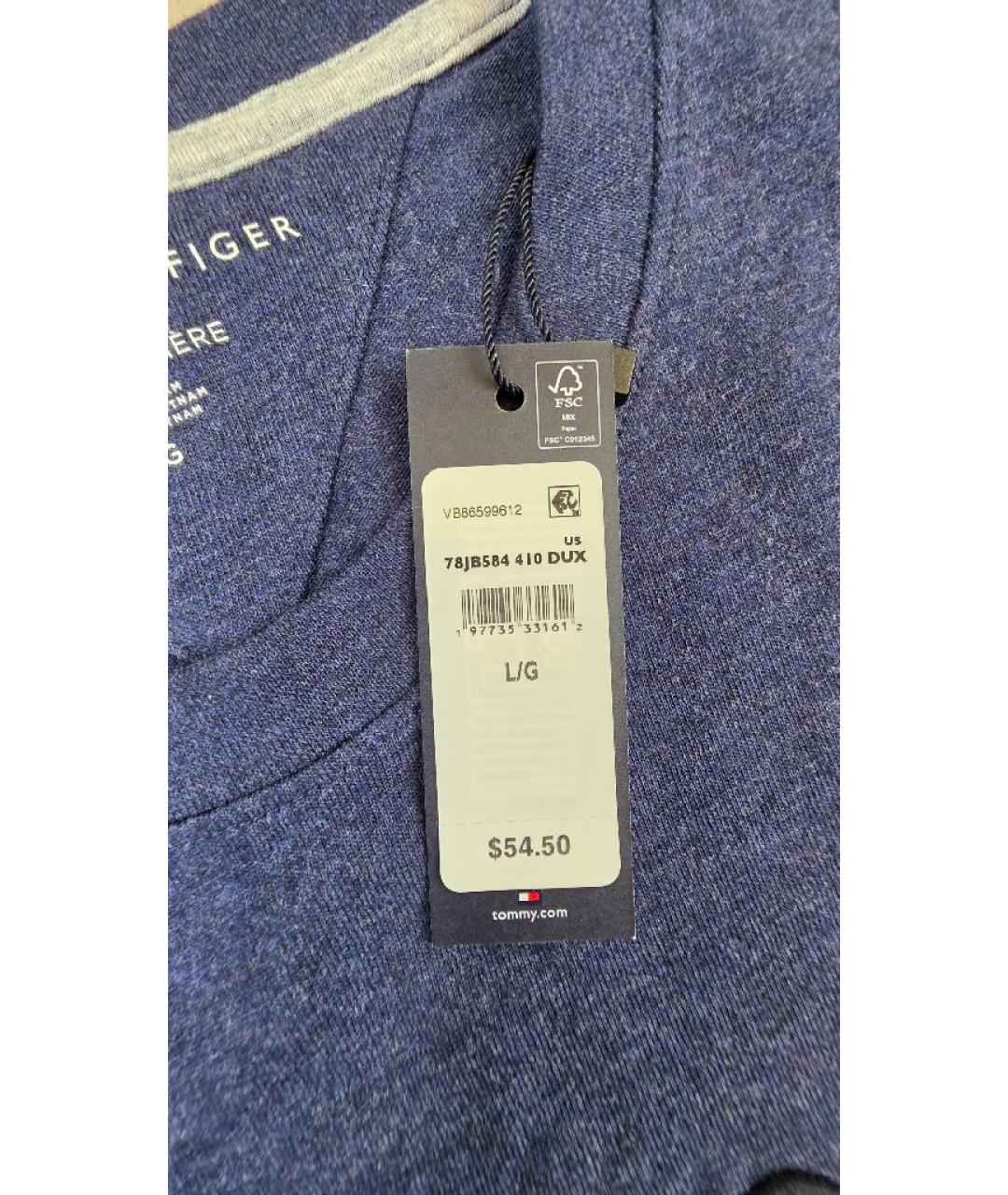 TOMMY HILFIGER Темно-синяя хлопковая футболка, фото 5