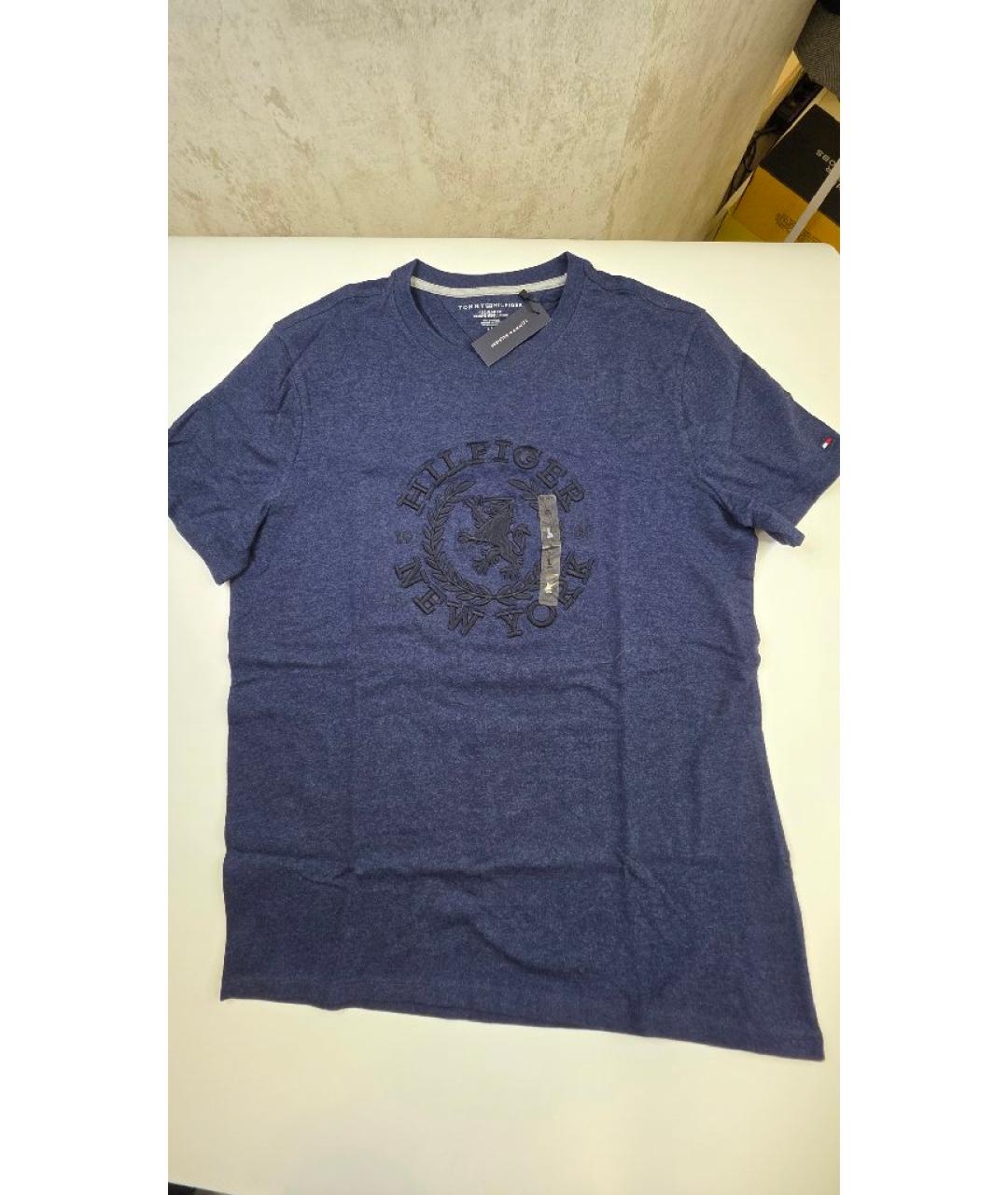 TOMMY HILFIGER Темно-синяя хлопковая футболка, фото 2