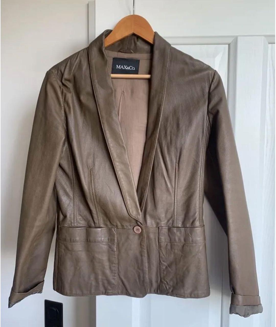 MAX&CO Антрацитовый кожаный жакет/пиджак, фото 5