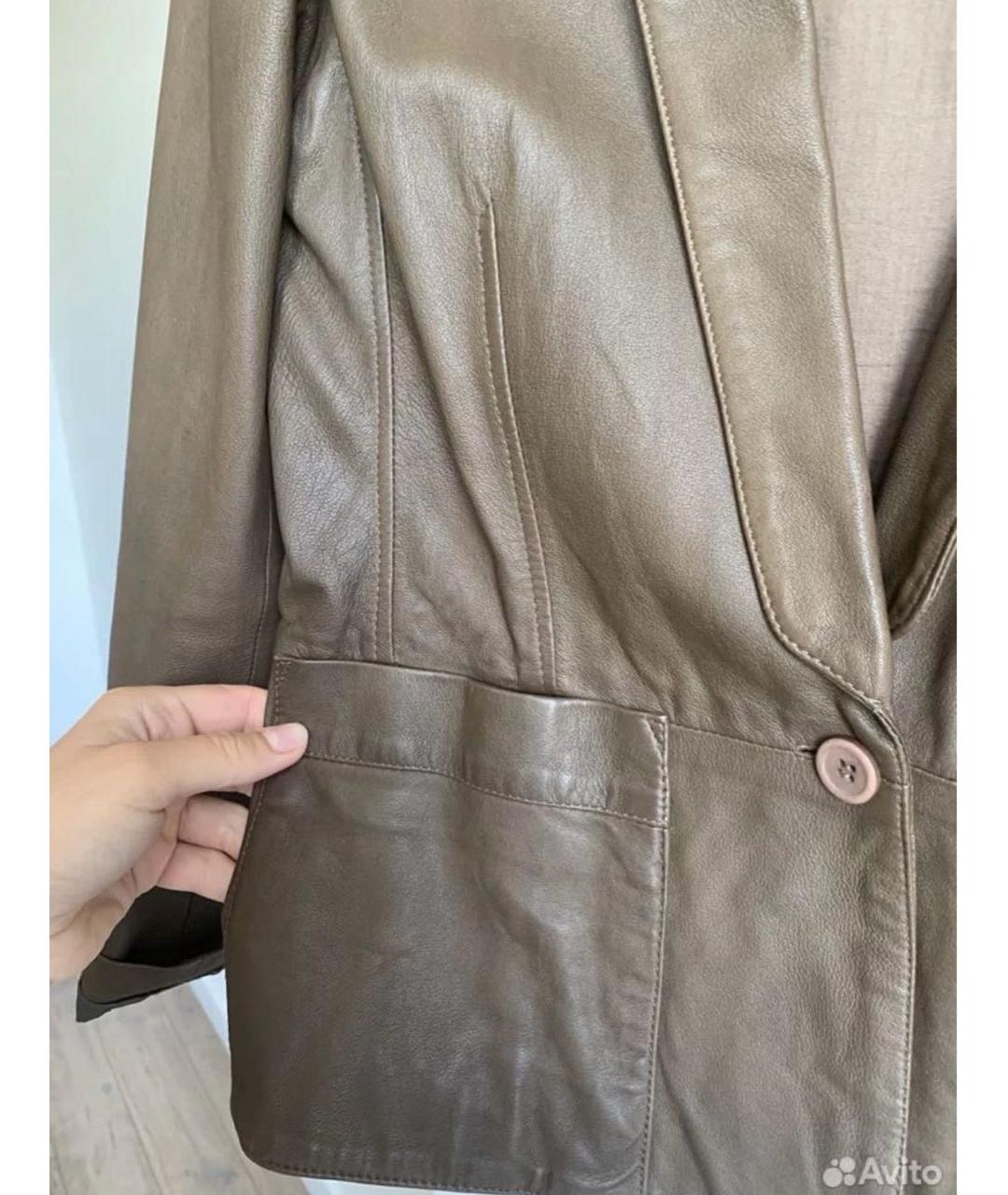 MAX&CO Антрацитовый кожаный жакет/пиджак, фото 4