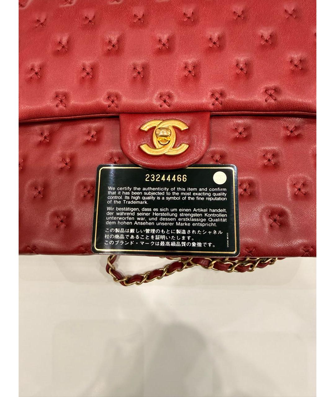 CHANEL Красная кожаная сумка через плечо, фото 5