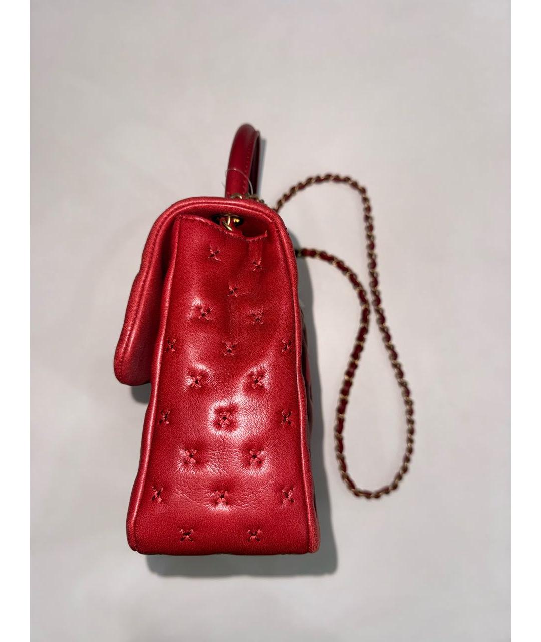 CHANEL Красная кожаная сумка через плечо, фото 2