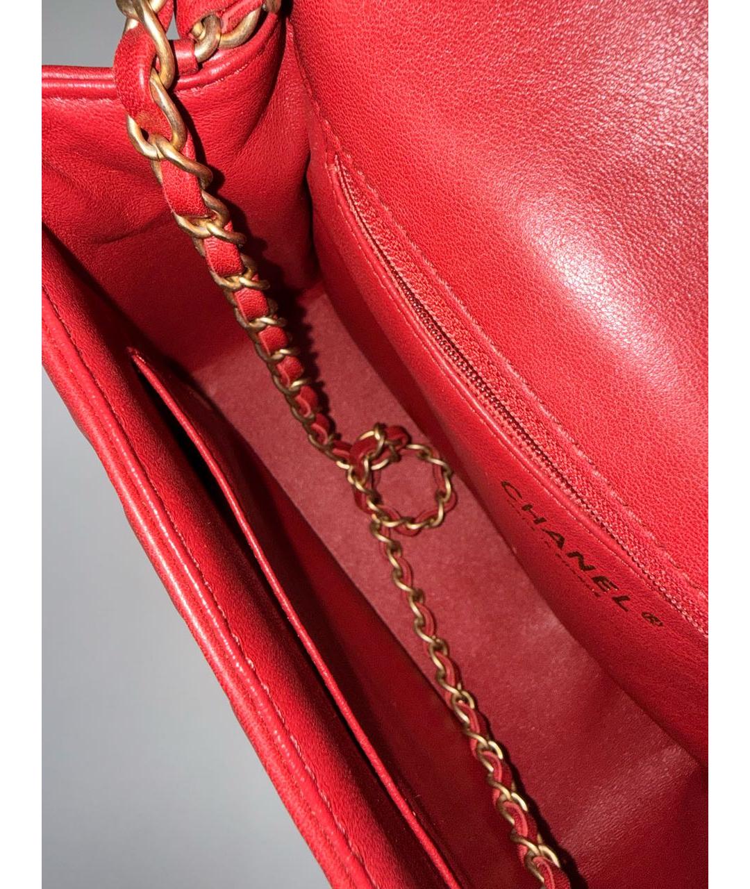 CHANEL Красная кожаная сумка через плечо, фото 7
