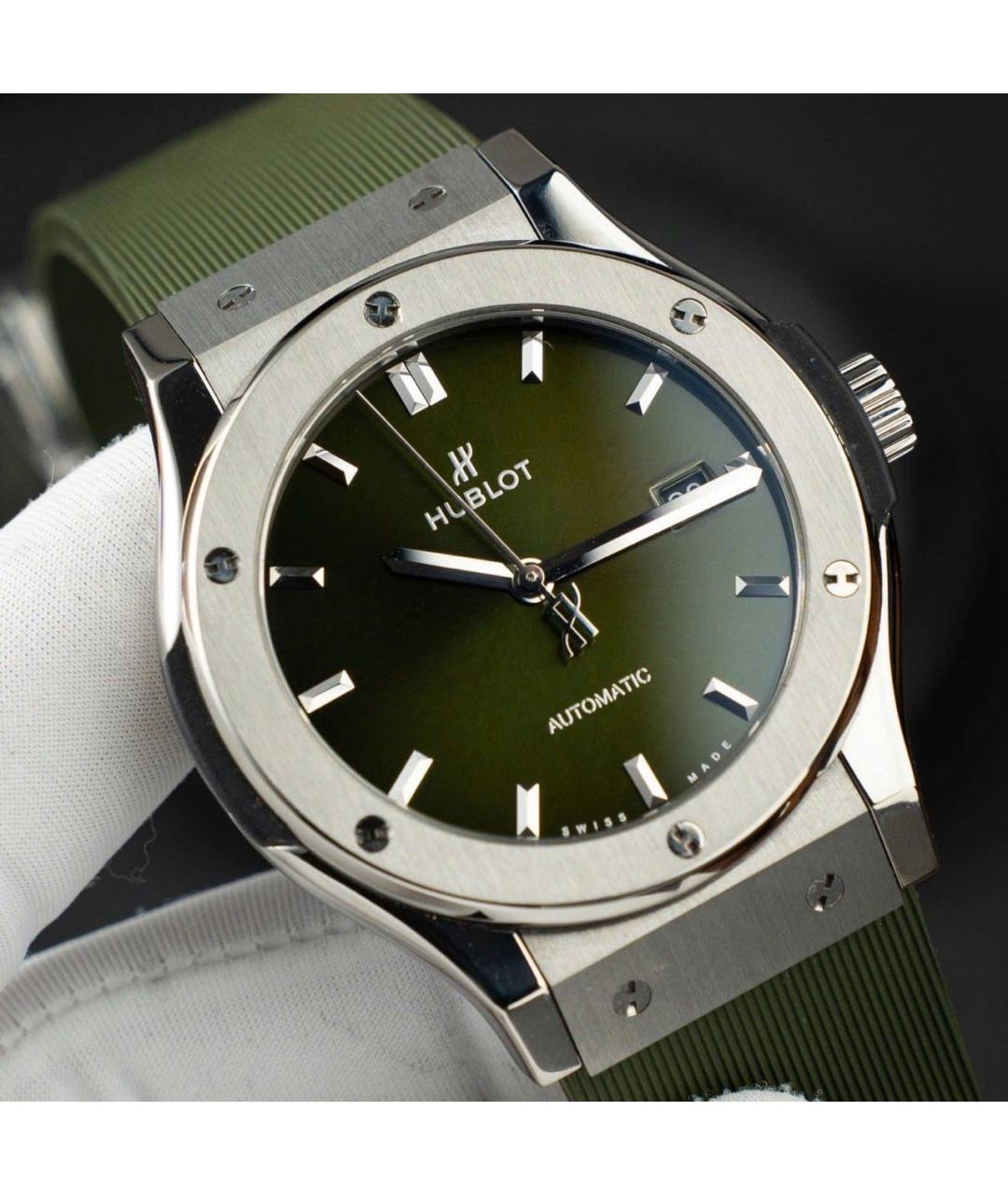 HUBLOT Зеленые титановые часы, фото 3
