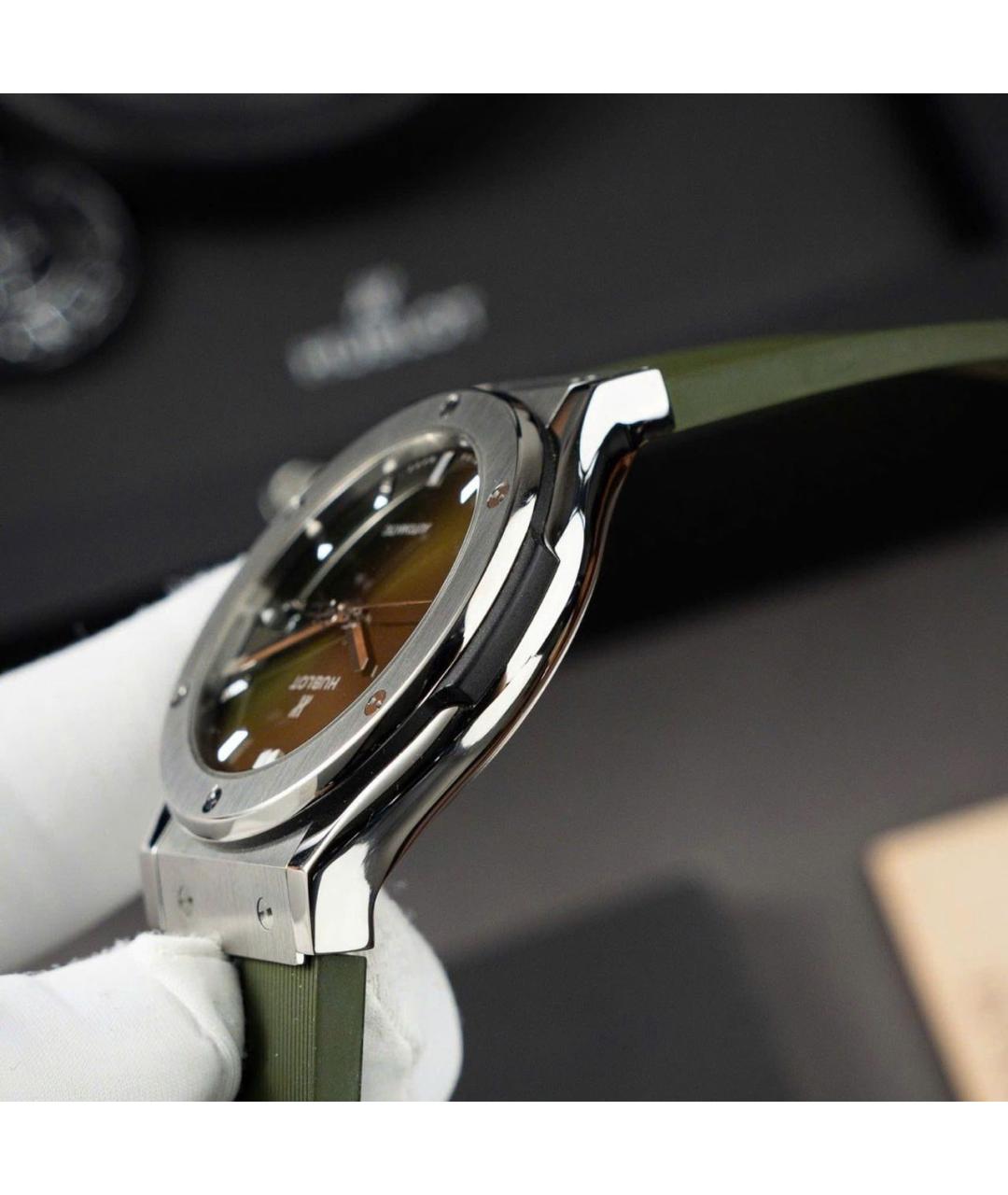 HUBLOT Зеленые титановые часы, фото 5