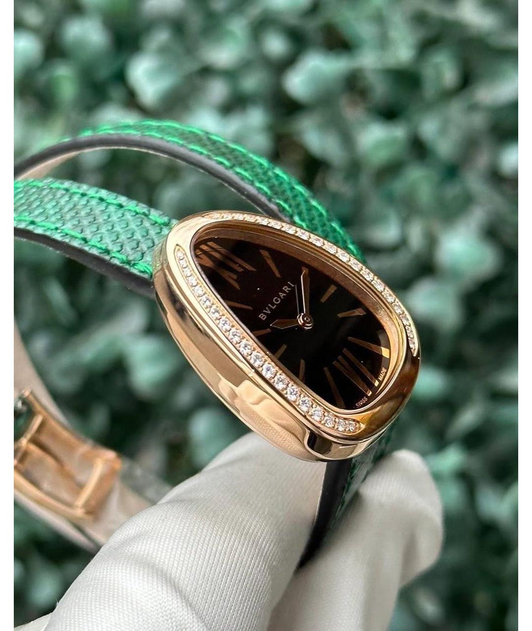 BVLGARI Зеленые часы из розового золота, фото 4