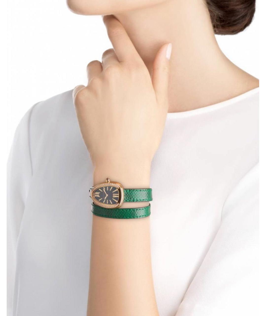 BVLGARI Зеленые часы из розового золота, фото 6