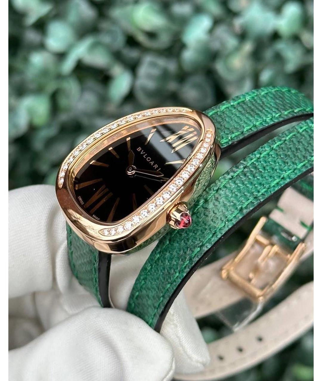 BVLGARI Зеленые часы из розового золота, фото 3