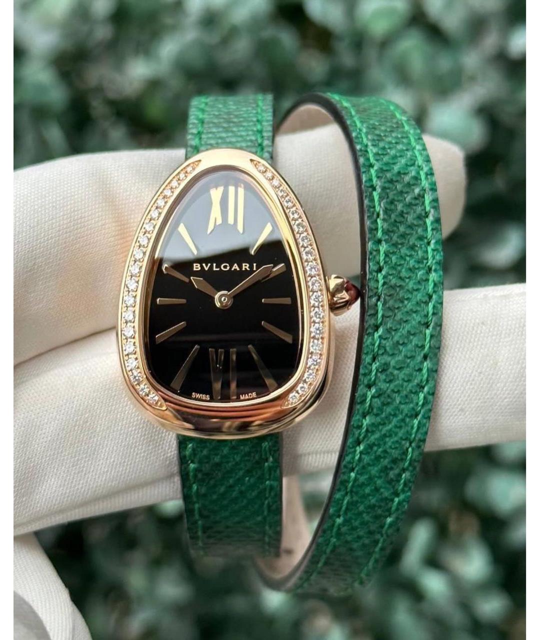 BVLGARI Зеленые часы из розового золота, фото 2