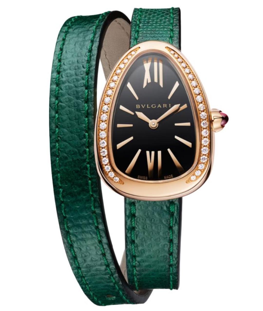 BVLGARI Зеленые часы из розового золота, фото 1