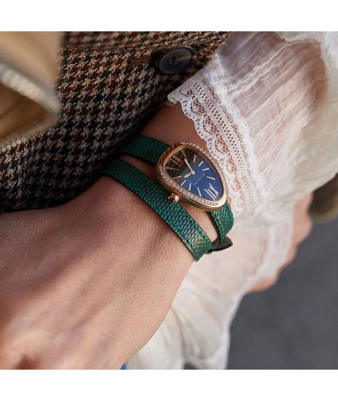 BVLGARI Зеленые часы из розового золота, фото 5