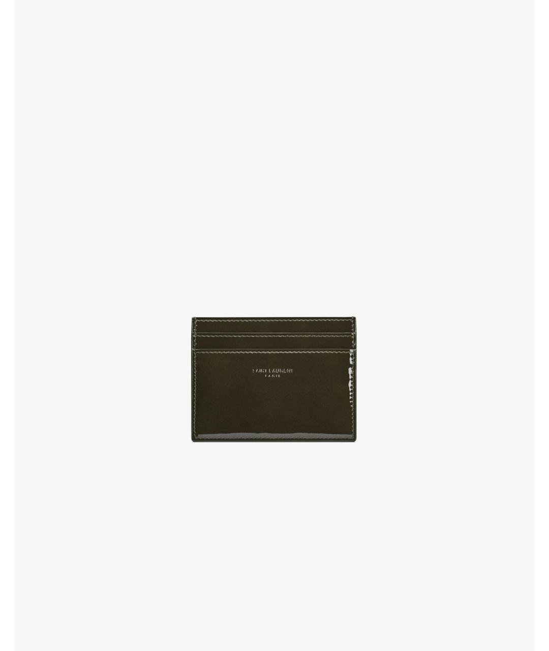 SAINT LAURENT Зеленый кардхолдер из лакированной кожи, фото 3