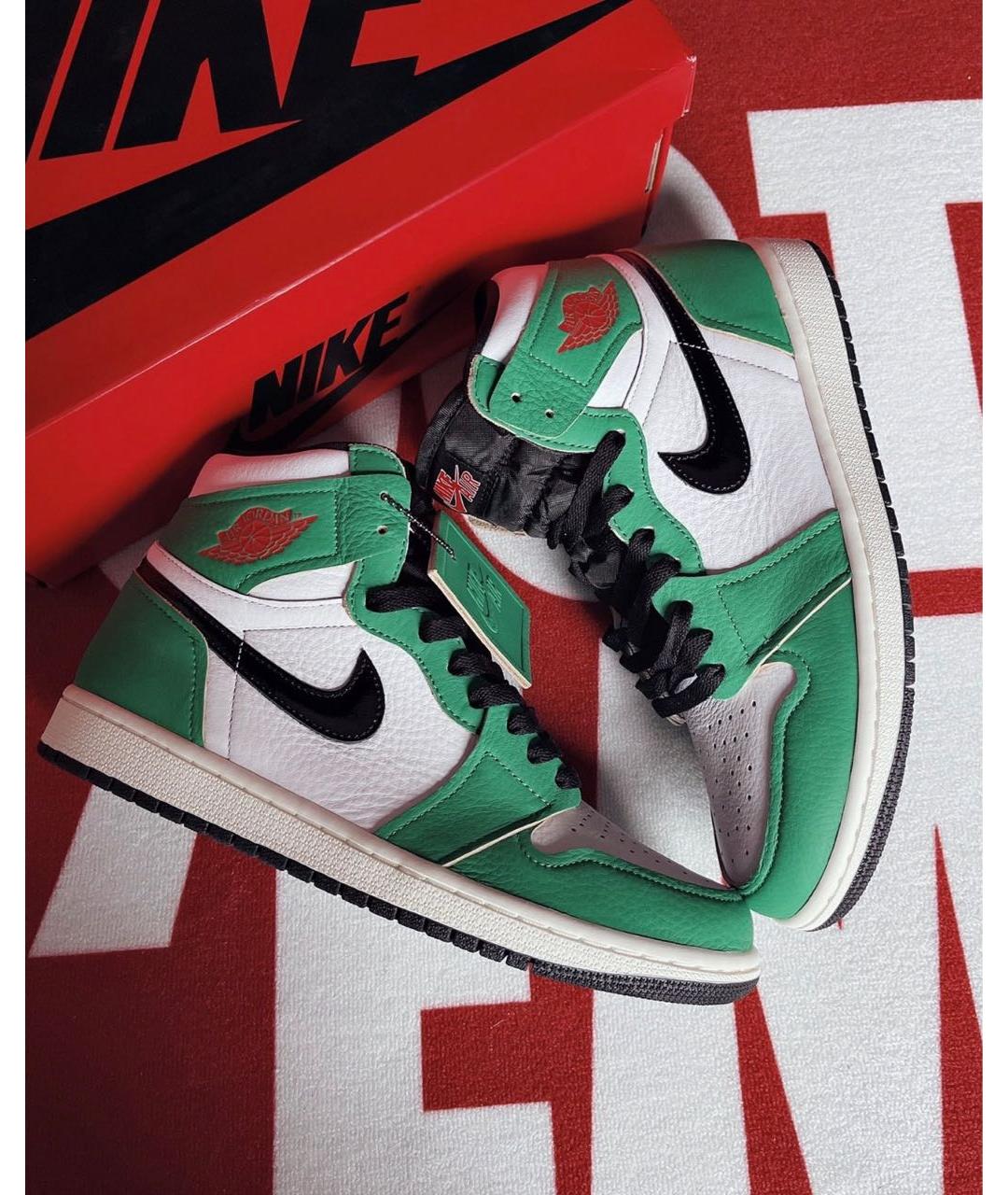 JORDAN Зеленые кожаные кроссовки, фото 2