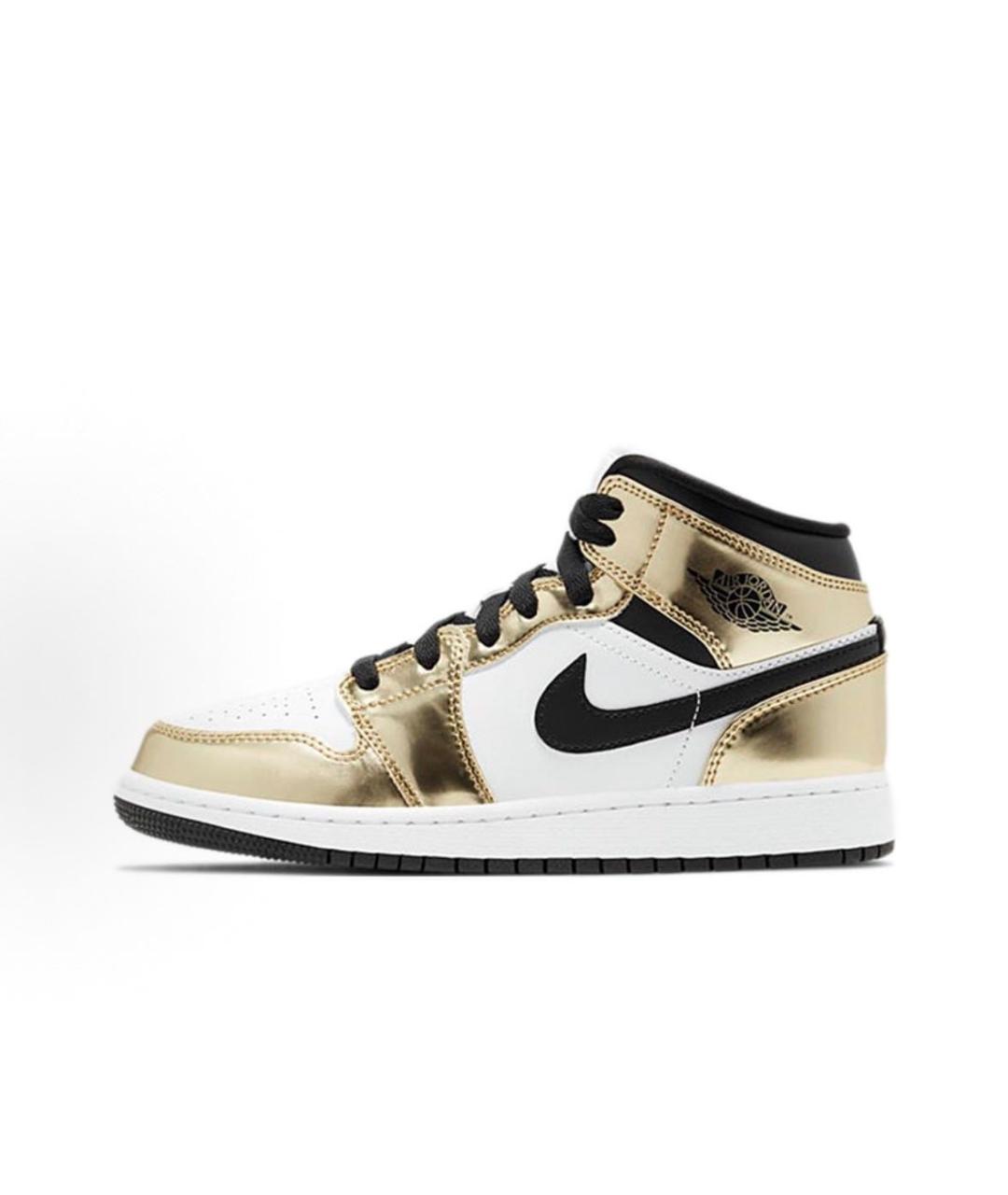 JORDAN Золотые кожаные кроссовки, фото 3