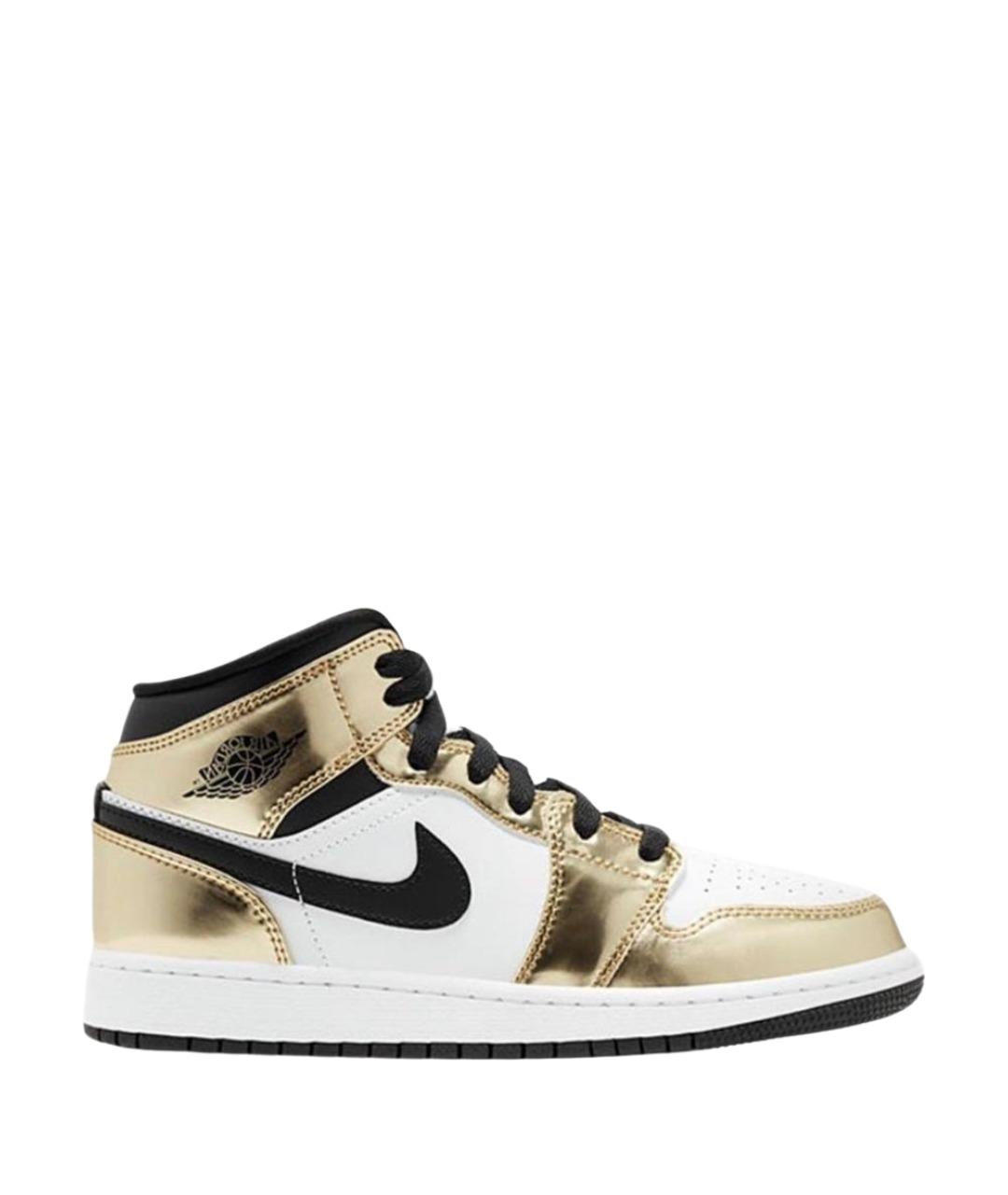 JORDAN Золотые кожаные кроссовки, фото 1