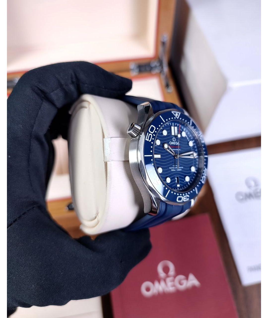 OMEGA Синие стальные часы, фото 6