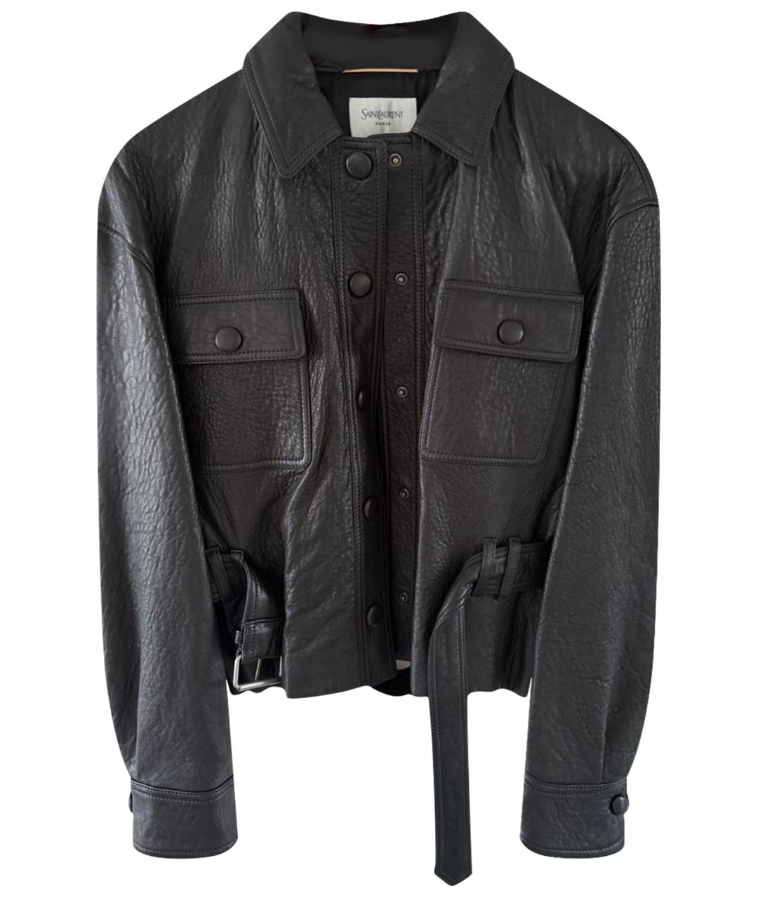 SAINT LAURENT Черная кожаная куртка, фото 1