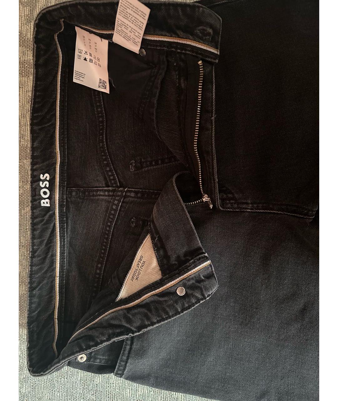 HUGO BOSS Черные хлопковые джинсы слим, фото 3