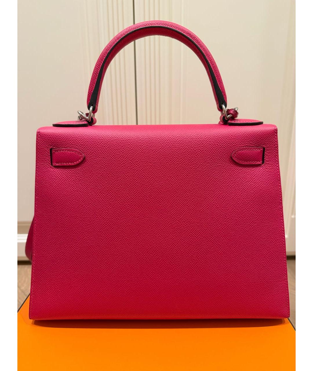 HERMES Розовая кожаная сумка с короткими ручками, фото 2
