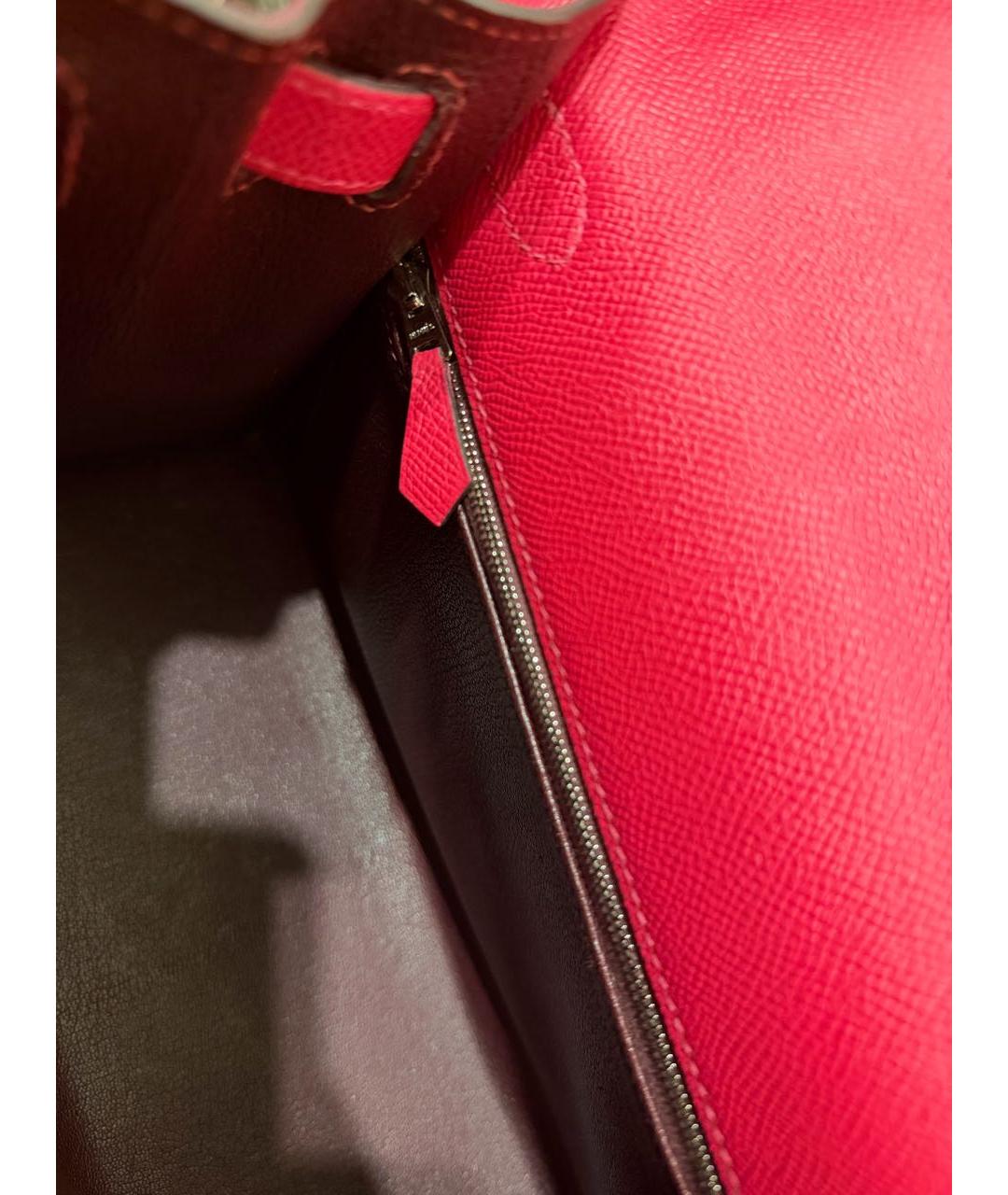 HERMES Розовая кожаная сумка с короткими ручками, фото 4