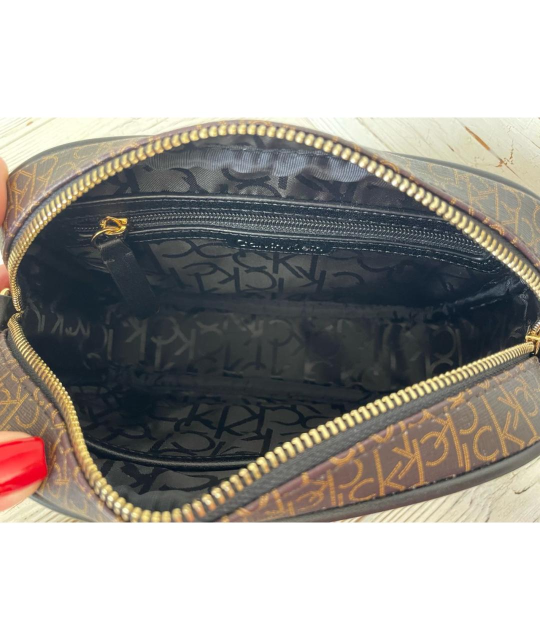 CALVIN KLEIN Коричневая сумка через плечо из искусственной кожи, фото 7