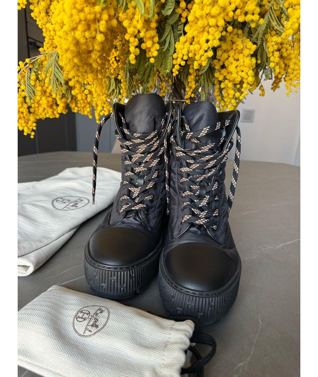 HERMES Черные текстильные ботинки, фото 2
