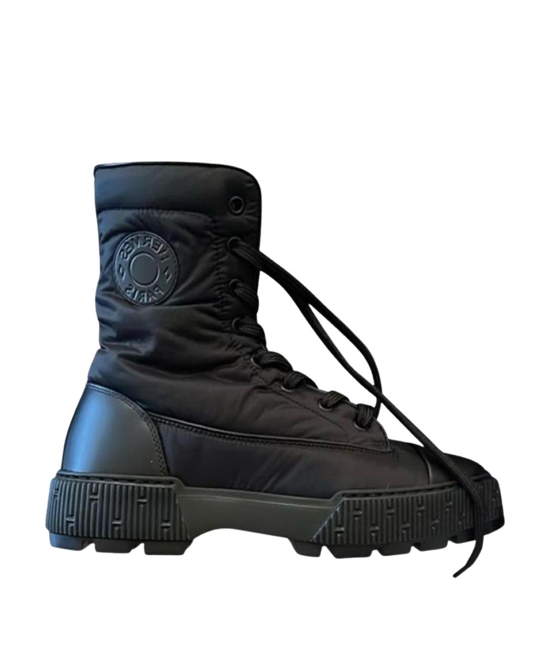 HERMES Черные текстильные ботинки, фото 1