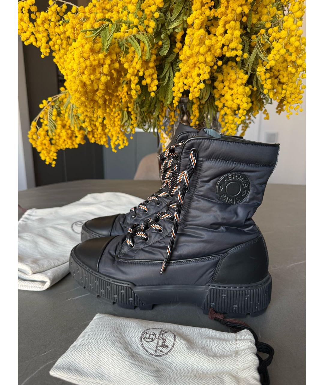 HERMES Черные текстильные ботинки, фото 5