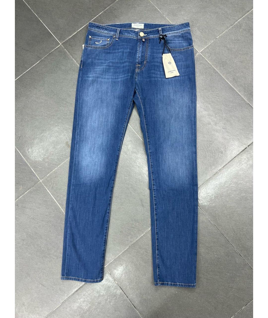 JACOB COHEN Синие хлопко-эластановые прямые джинсы, фото 9