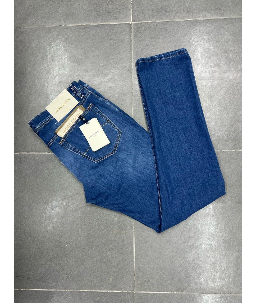 JACOB COHEN Синие хлопко-эластановые прямые джинсы, фото 2