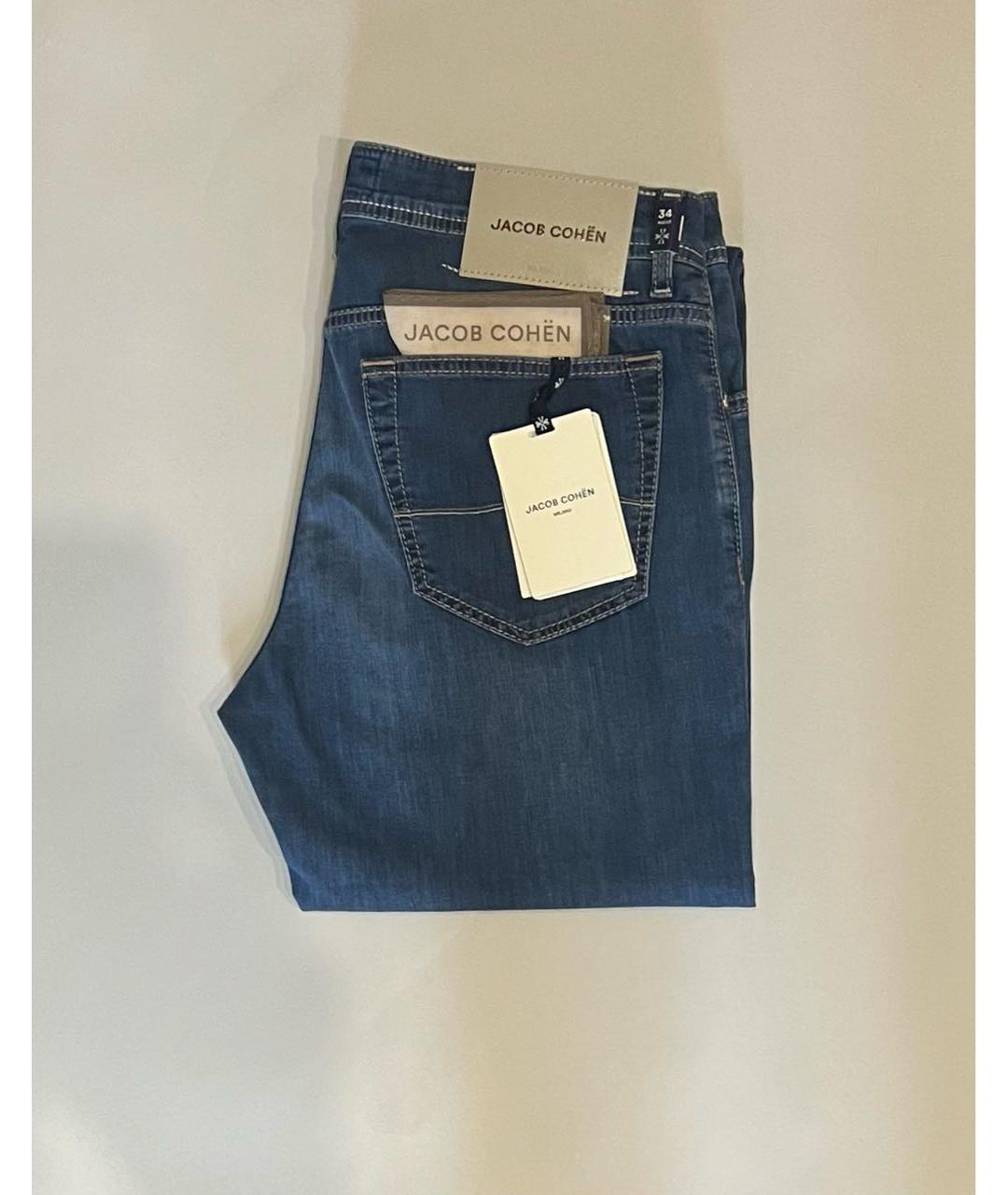 JACOB COHEN Синие хлопко-эластановые прямые джинсы, фото 4