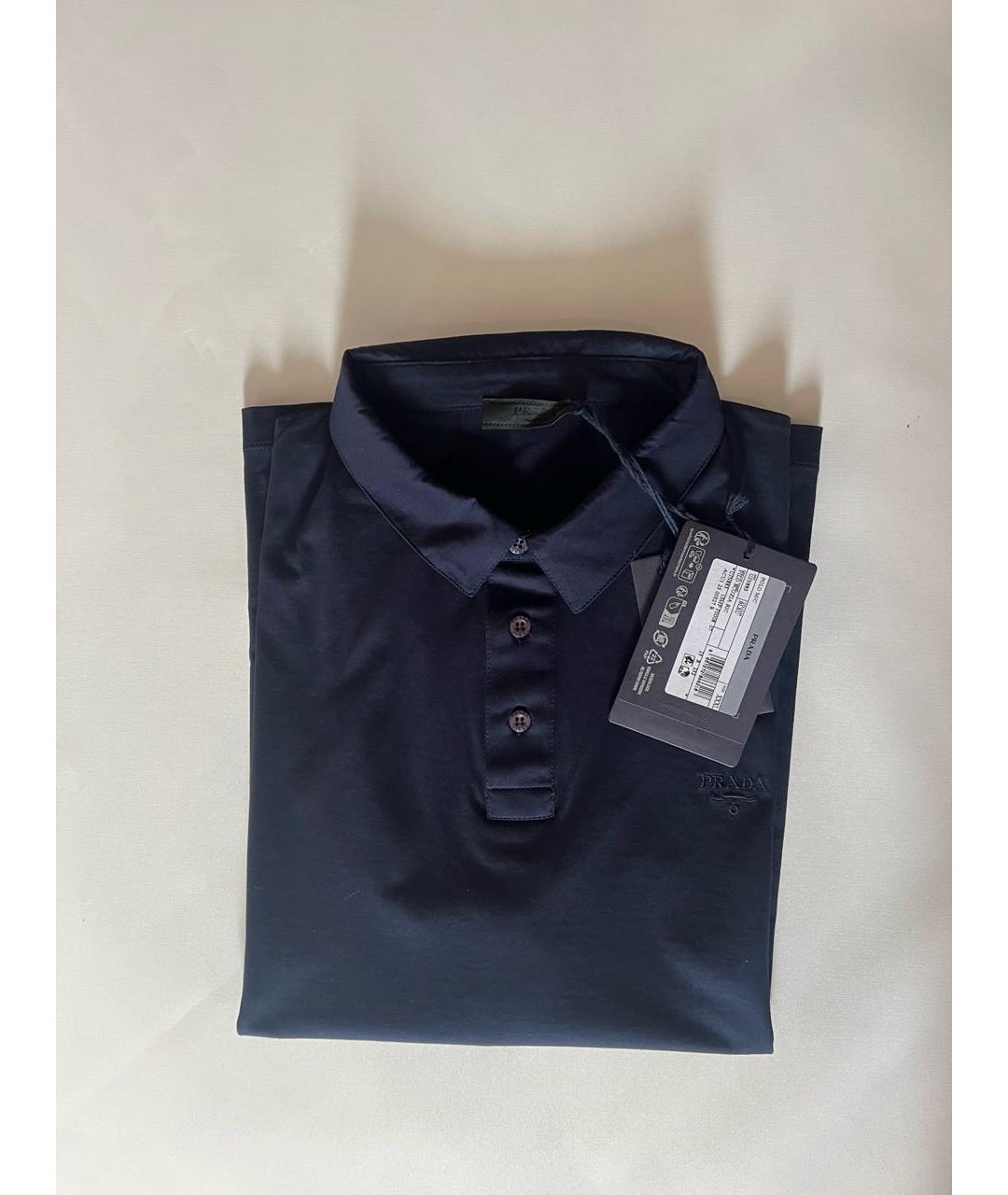 PRADA Темно-синее хлопковое поло с коротким рукавом, фото 5