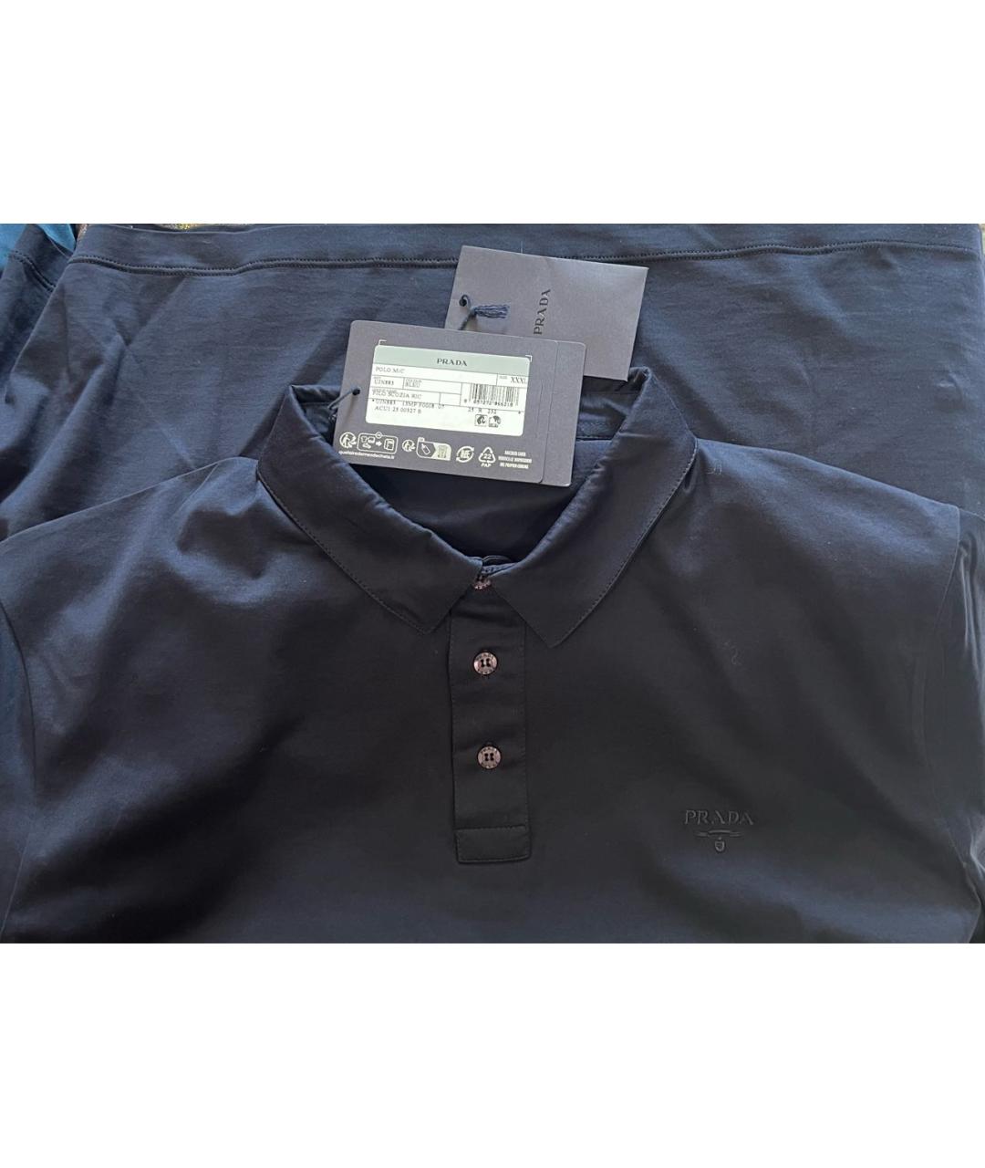 PRADA Темно-синее хлопковое поло с коротким рукавом, фото 7
