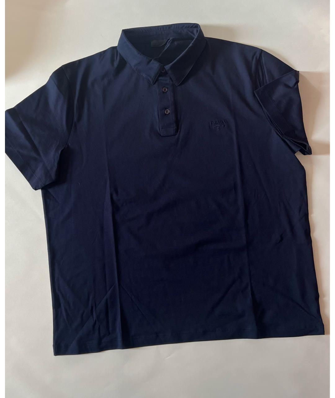PRADA Темно-синее хлопковое поло с коротким рукавом, фото 4
