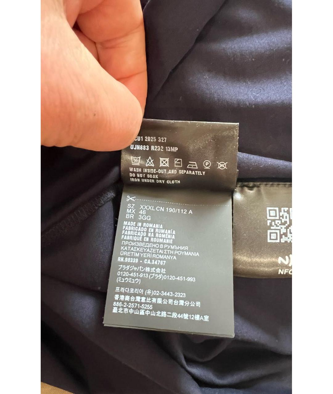 PRADA Темно-синее хлопковое поло с коротким рукавом, фото 8