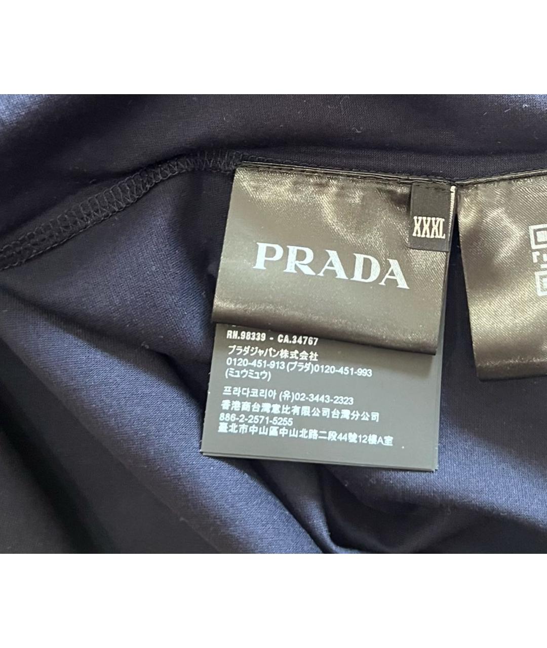 PRADA Темно-синее хлопковое поло с коротким рукавом, фото 6