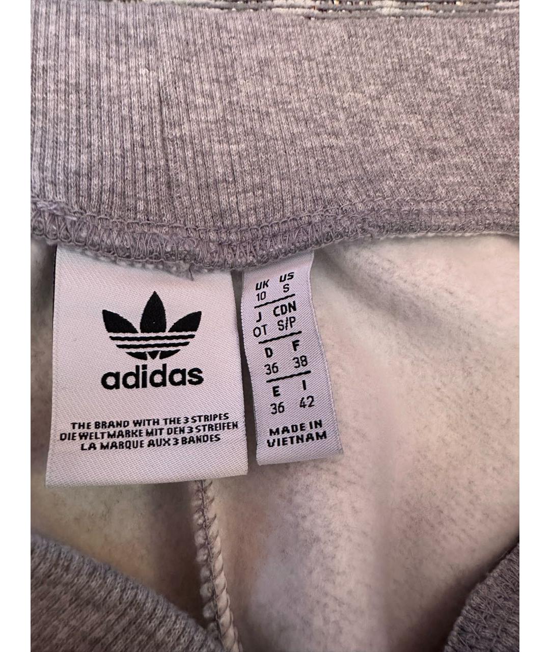 ADIDAS Серые хлопковые спортивные брюки и шорты, фото 3