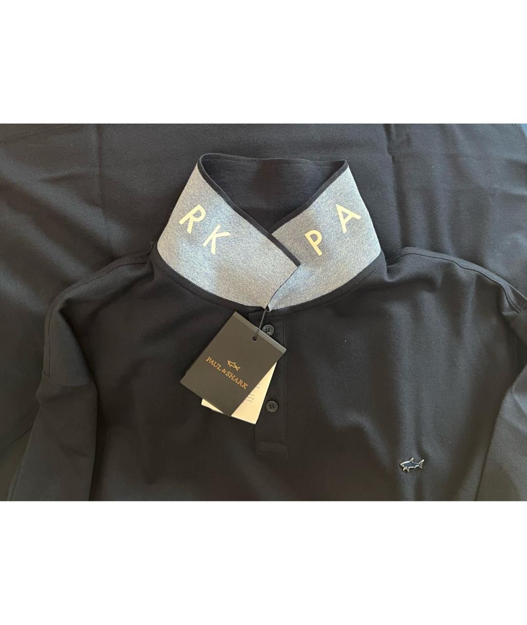 PAUL & SHARK Темно-синее хлопковое поло с коротким рукавом, фото 5