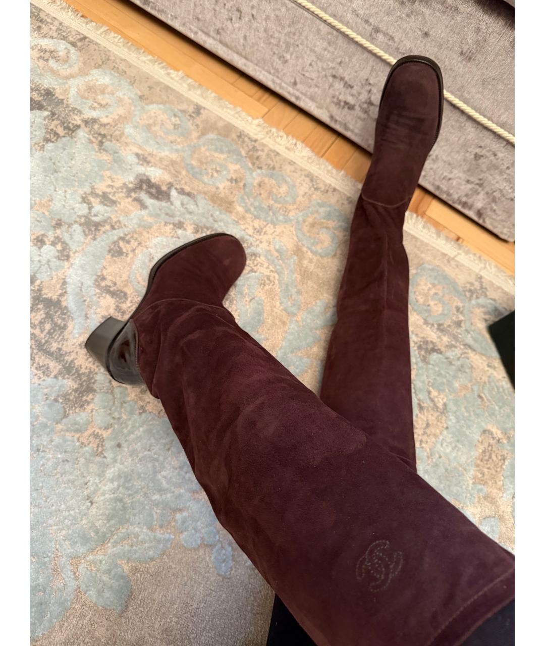 CHANEL Коричневые замшевые сапоги, фото 2