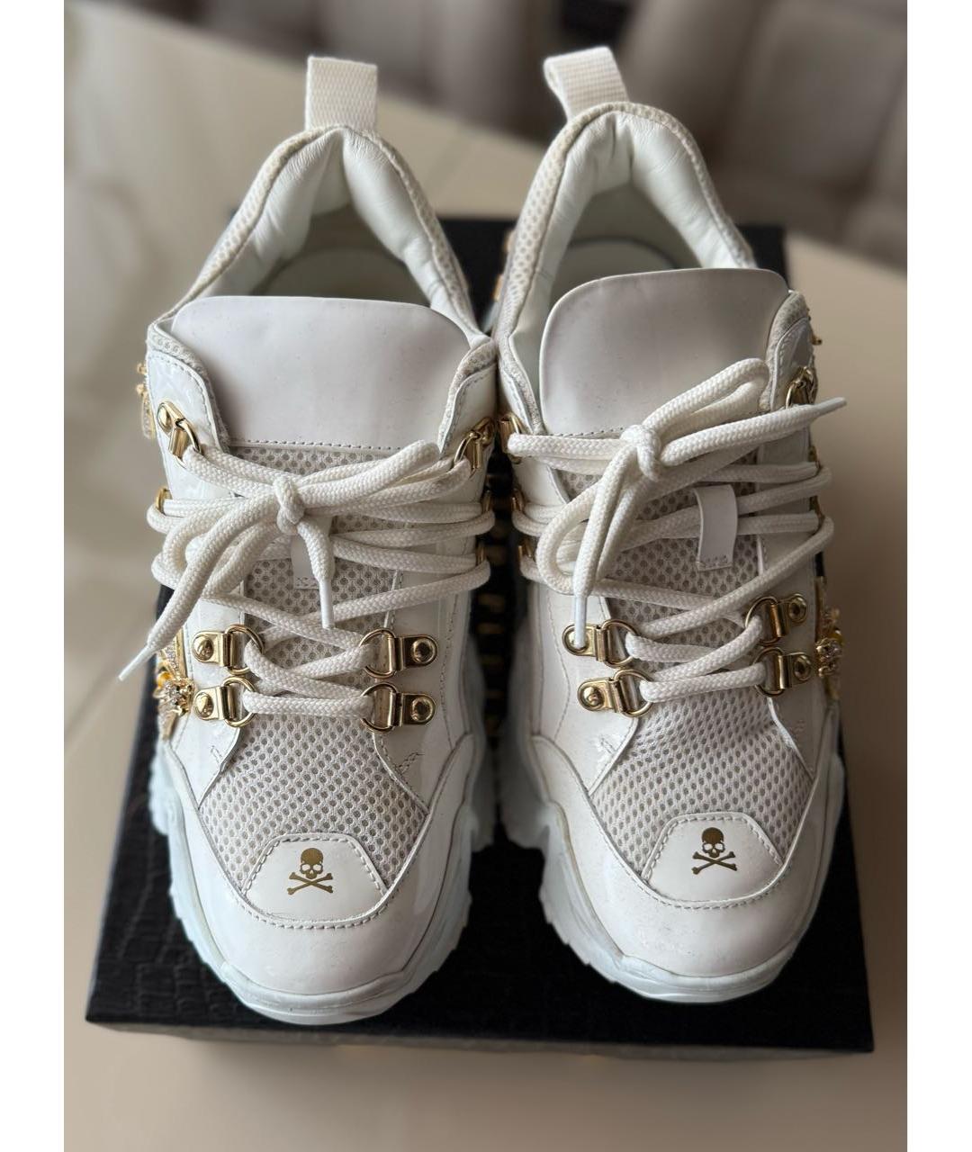 PHILIPP PLEIN Белые текстильные кроссовки, фото 2