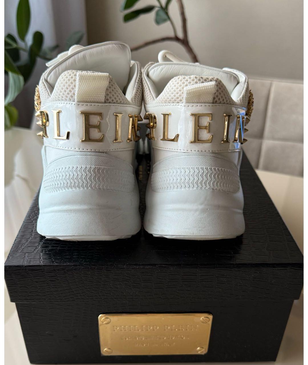 PHILIPP PLEIN Белые текстильные кроссовки, фото 4