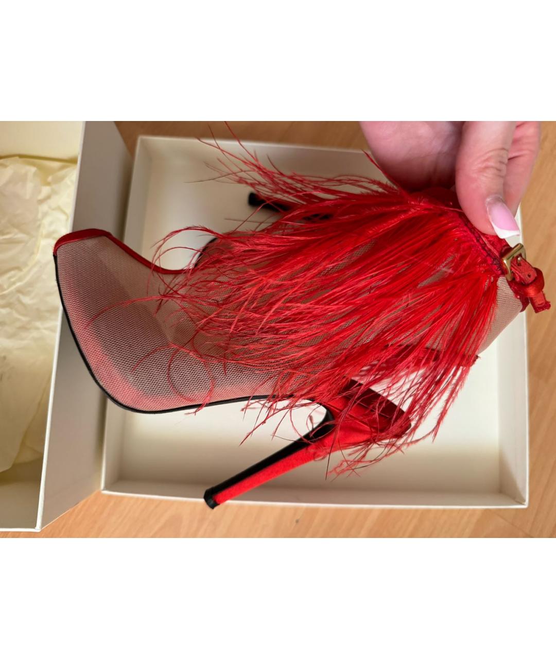 GIAMBATTISTA VALLI Красные текстильные ботильоны, фото 5