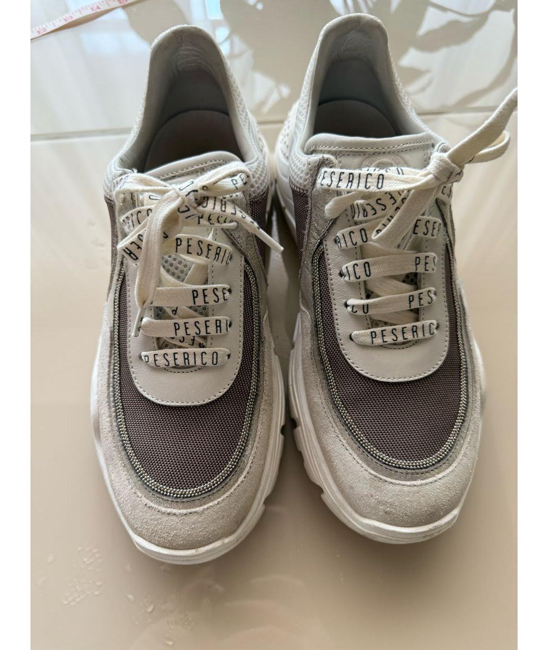 PESERICO Белые кожаные кроссовки, фото 6