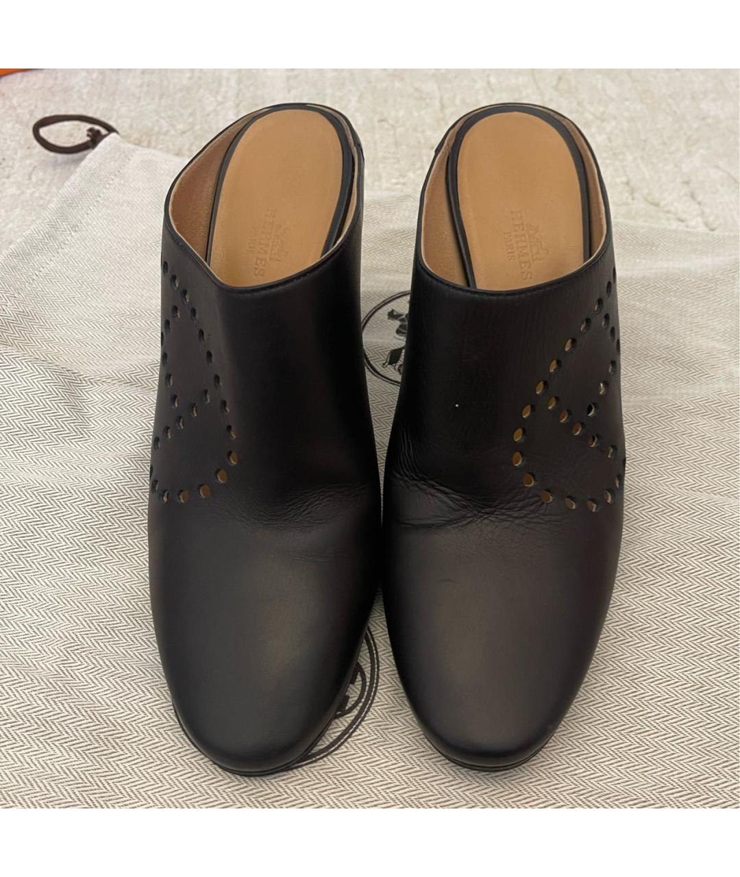HERMES Черные кожаные туфли, фото 2