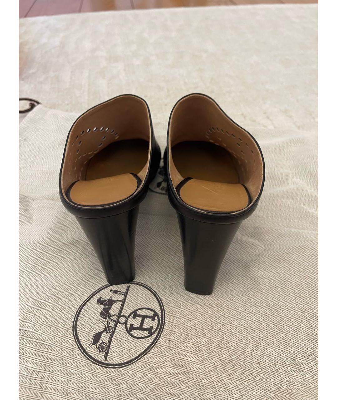 HERMES Черные кожаные туфли, фото 3