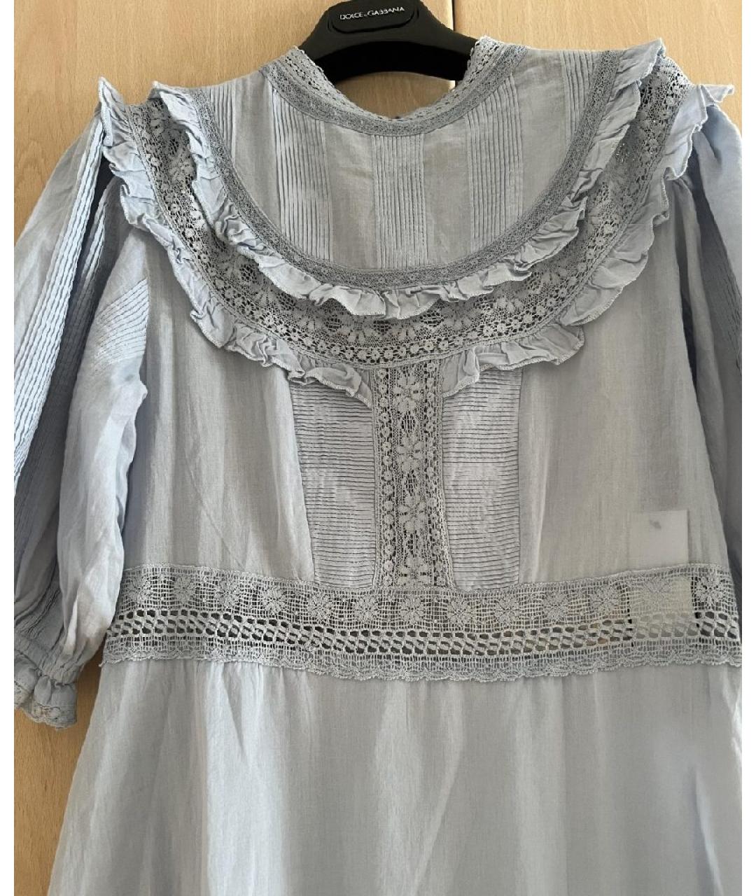 RIXO Голубое хлопковое повседневное платье, фото 4