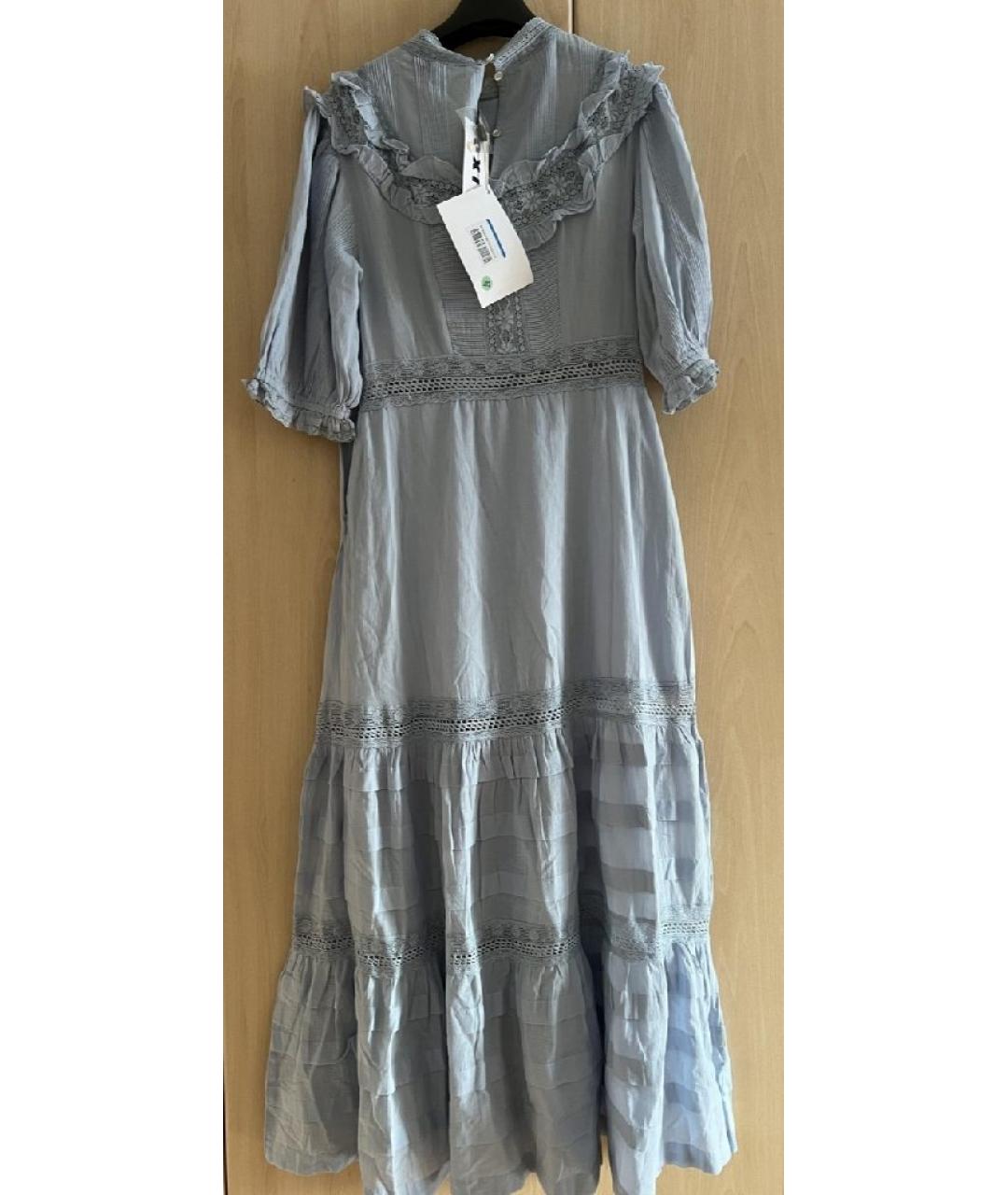 RIXO Голубое хлопковое повседневное платье, фото 3