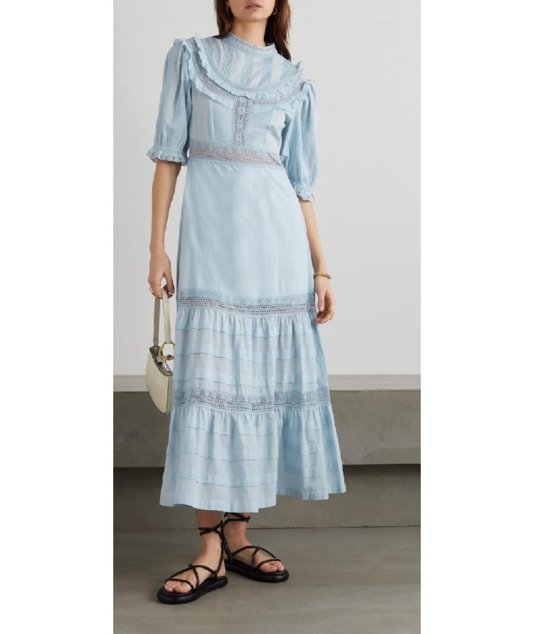 RIXO Голубое хлопковое повседневное платье, фото 7