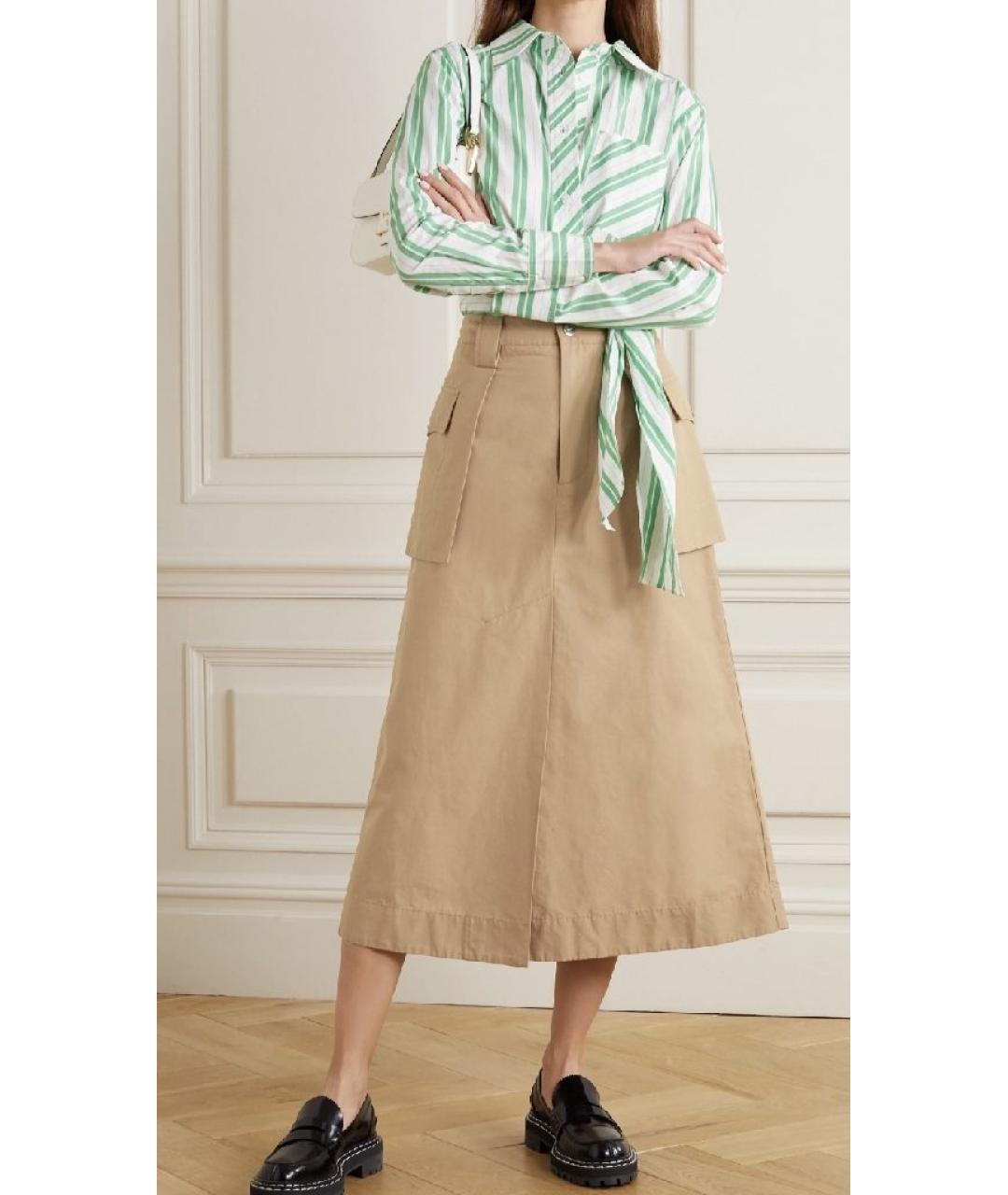 GANNI Бежевая хлопковая юбка макси, фото 6